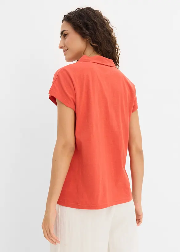Poloshirt aus reiner Bio-Baumwolle in rot von hinten (im Anschnitt) - bonprix