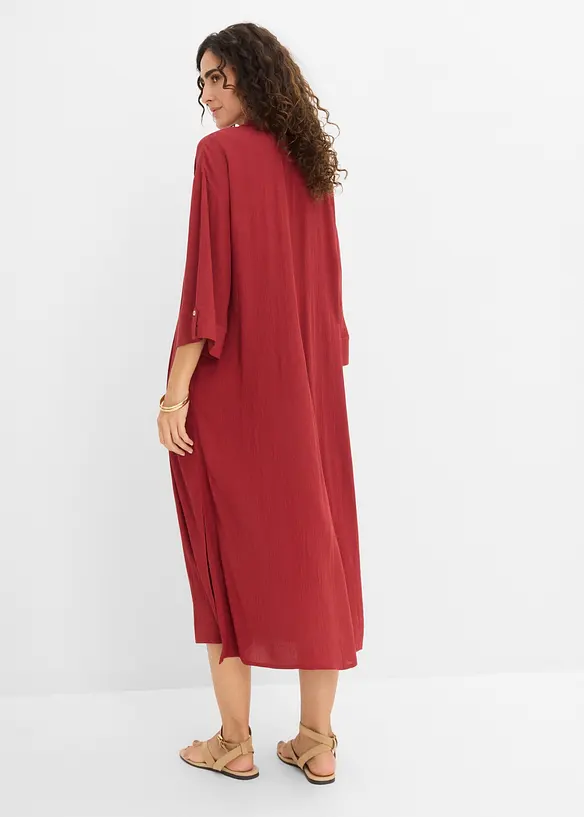 Kaftan-Kleid aus fließender Viskose in rot von hinten (Totalaufnahme) - bonprix