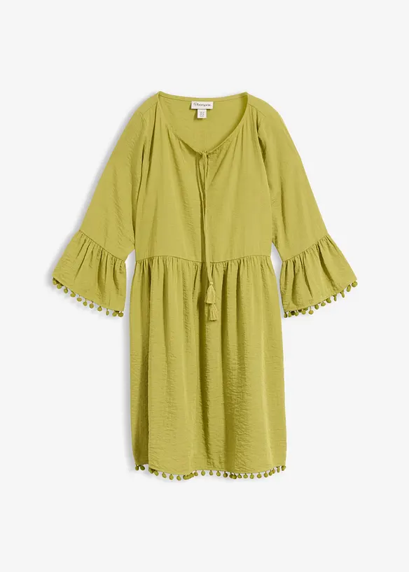 Kleid aus fließender Viskose in grün von vorne - bonprix