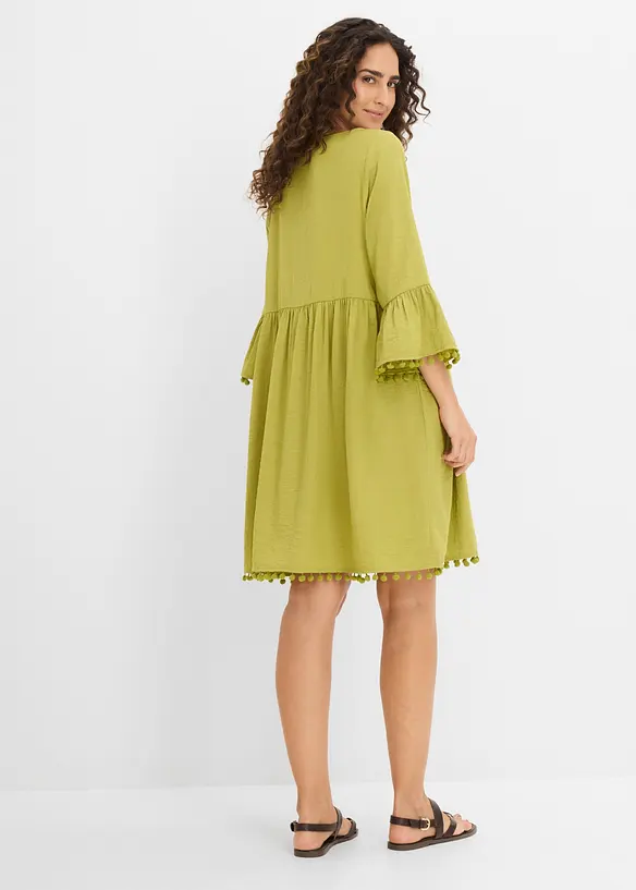 Kleid aus fließender Viskose in grün von hinten (Totalaufnahme) - bonprix