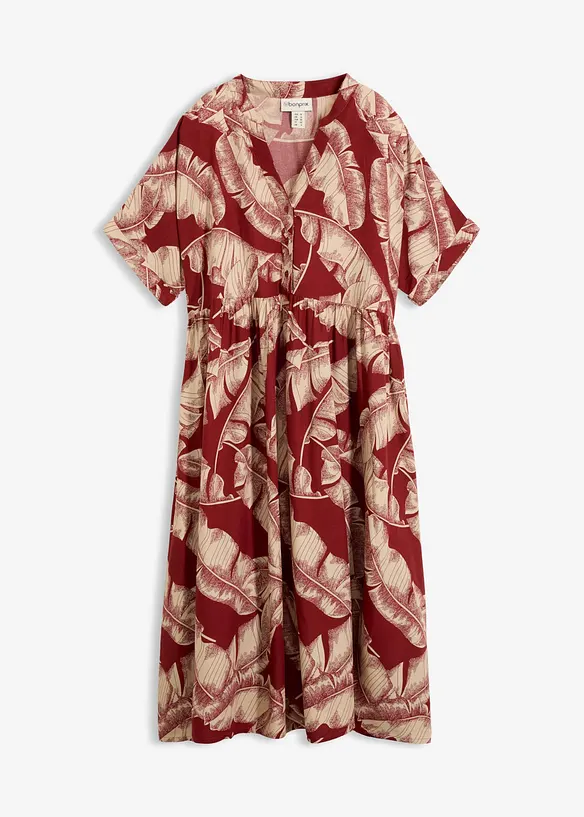 Midi-Kaftan-Kleid aus fließender Viskose in rot von vorne - bonprix Midi-Kaftan-Kleid aus fließender Viskose in rot von vorne - bonprix
