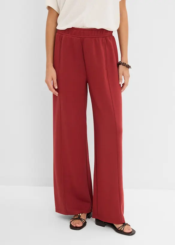 Weite Hose aus Scuba in rot von vorne - bonprix