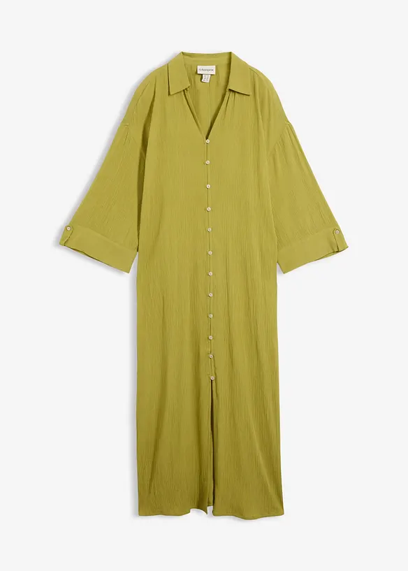 Kaftan-Kleid aus fließender Viskose in grün von vorne - bonprix