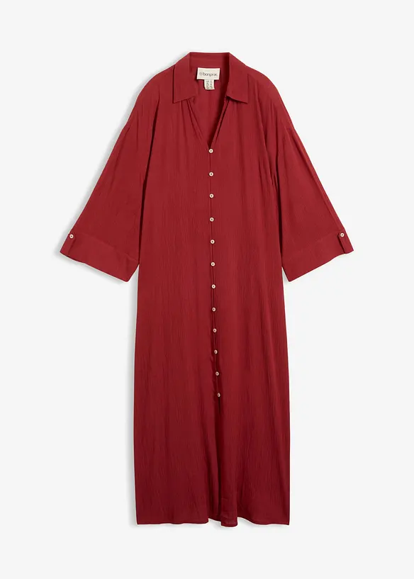 Kaftan-Kleid aus fließender Viskose in rot von vorne - bonprix