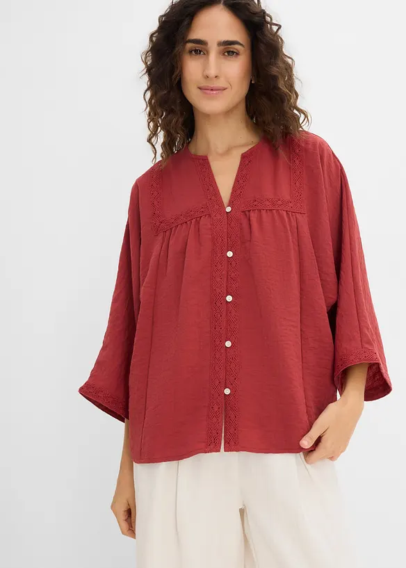 Bluse aus Viskose-Mix in rot von vorne (im Anschnitt) - bonprix Bluse aus Viskose-Mix in rot von vorne (im Anschnitt) - bonprix