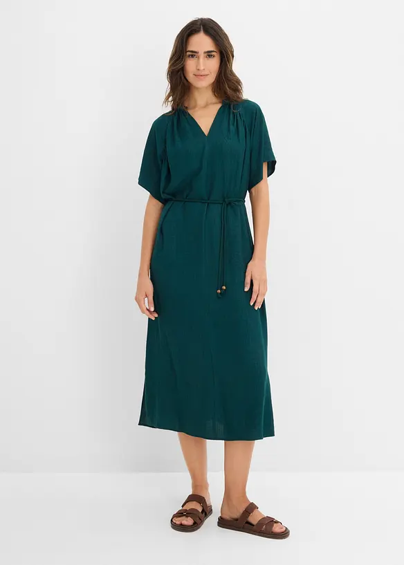 Midikleid aus softem Viskose-Mix in grün von vorne (Totalaufnahme) - bonprix Midikleid aus softem Viskose-Mix in grün von vorne (Totalaufnahme) - bonprix