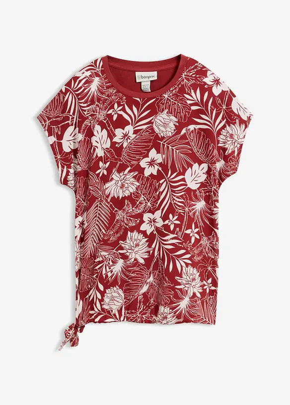 Blusenshirt aus Material-Mix in rot von vorne - bonprix
