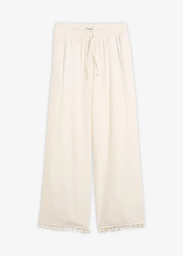 Schlupfhose aus fließendem Viskose-Mix in weiß von vorne - bonprix