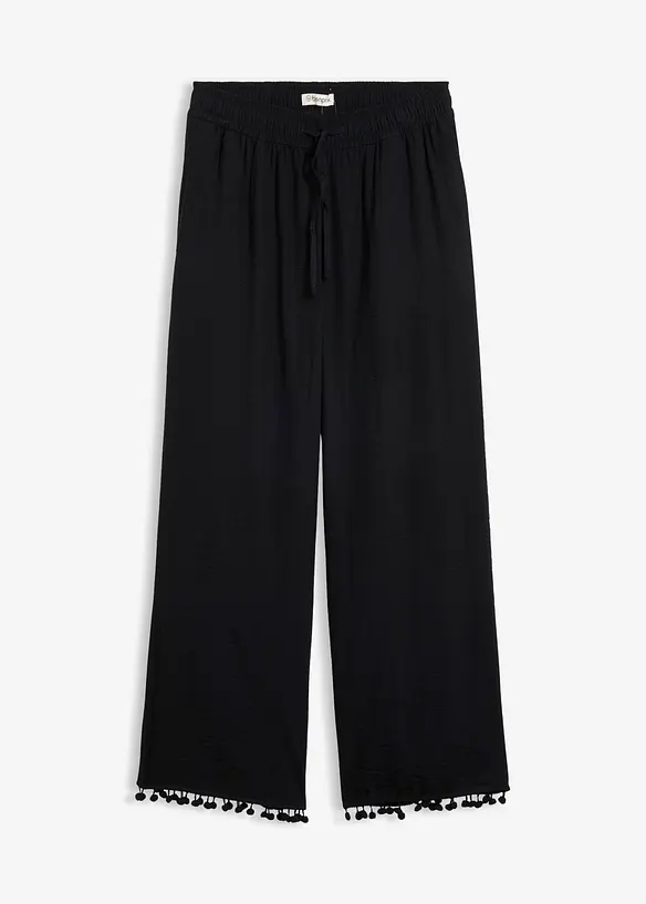 Schlupfhose aus fließendem Viskose-Mix in schwarz von vorne - bonprix Schlupfhose aus fließendem Viskose-Mix in schwarz von vorne - bonprix