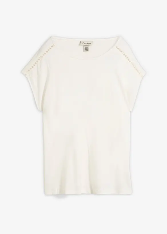 Shirt mit Leiterspitze in weiß von vorne - bonprix