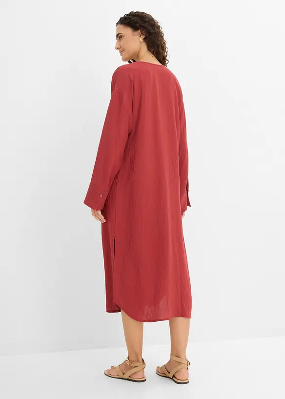 Leichtes Kaftan-Kleid mit Verzierung in rot von hinten (Totalaufnahme) - bonprix Leichtes Kaftan-Kleid mit Verzierung in rot von hinten (Totalaufnahme) - bonprix