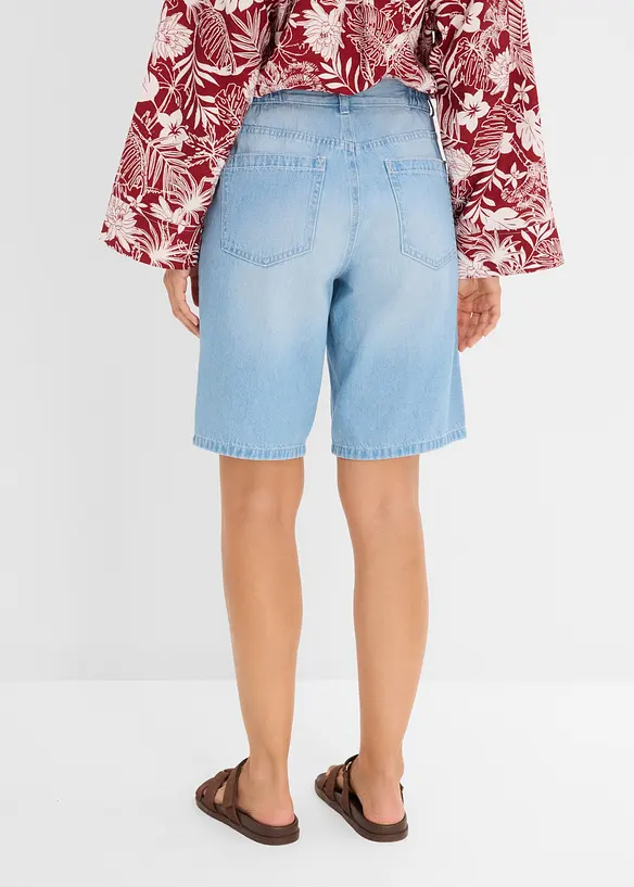 Leichte Jeans-Bermuda Mid Waist, Bequembund in blau von hinten - bonprix Leichte Jeans-Bermuda Mid Waist, Bequembund in blau von hinten - bonprix