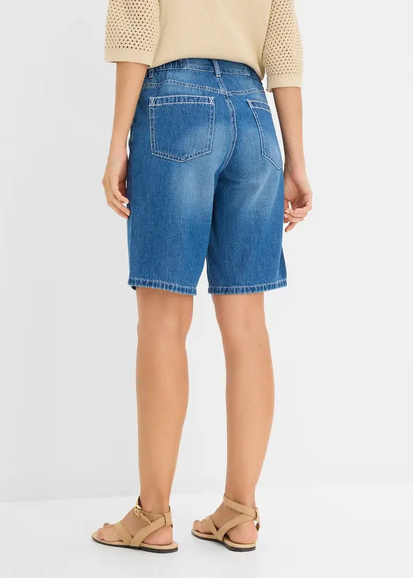 Leichte Jeans-Bermuda Mid Waist, Bequembund in blau von hinten - bonprix Leichte Jeans-Bermuda Mid Waist, Bequembund in blau von hinten - bonprix