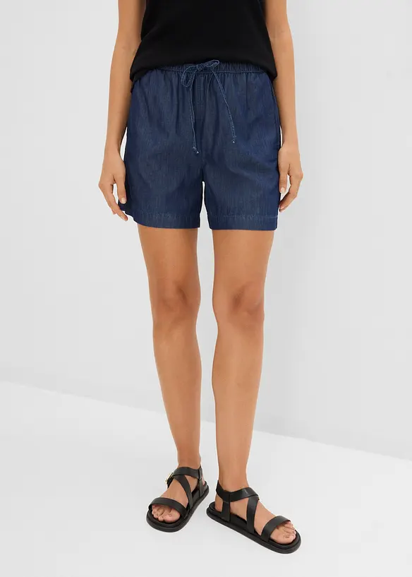 Leichte Jeans-Shorts Mid Waist, Bequembund in blau von vorne - bonprix Leichte Jeans-Shorts Mid Waist, Bequembund in blau von vorne - bonprix