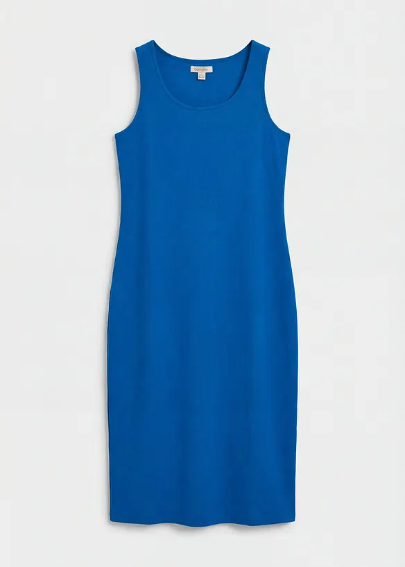 Trägerkleid aus Bio- Baumwoll-Stretch in blau von vorne - bonprix