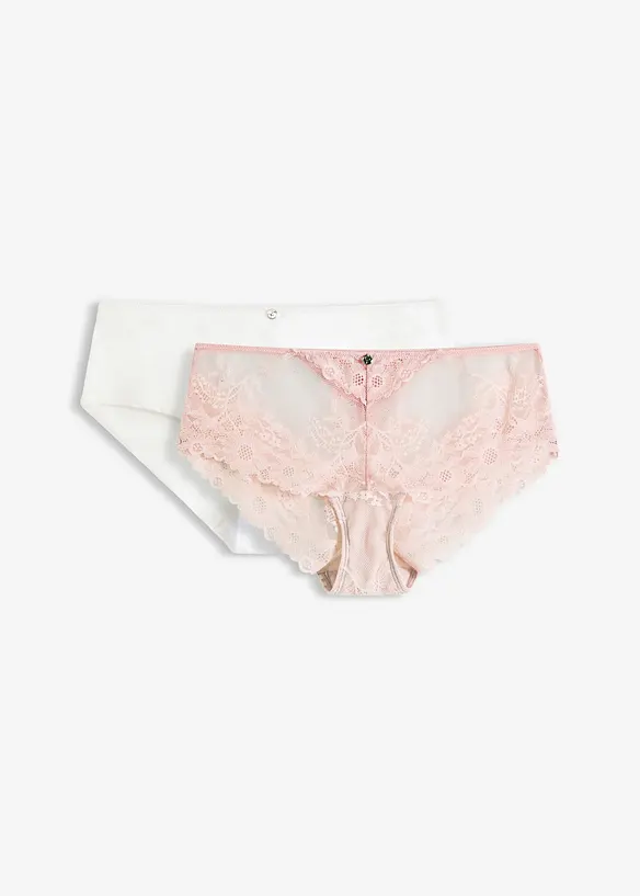 Panty mit nahtloser Hinterhose (2er Pack) in rosa von vorne - bonprix