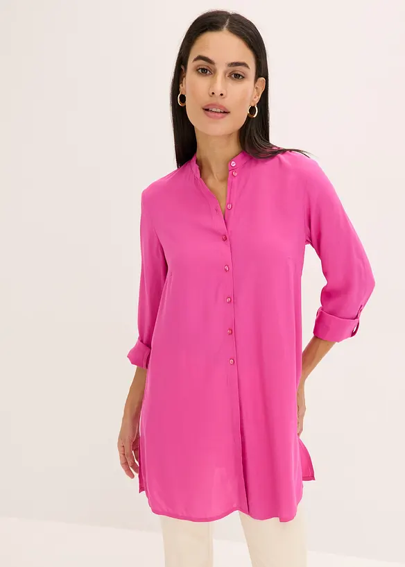 Viskose Longbluse in pink von vorne (im Anschnitt) - bonprix Viskose Longbluse in pink von vorne (im Anschnitt) - bonprix