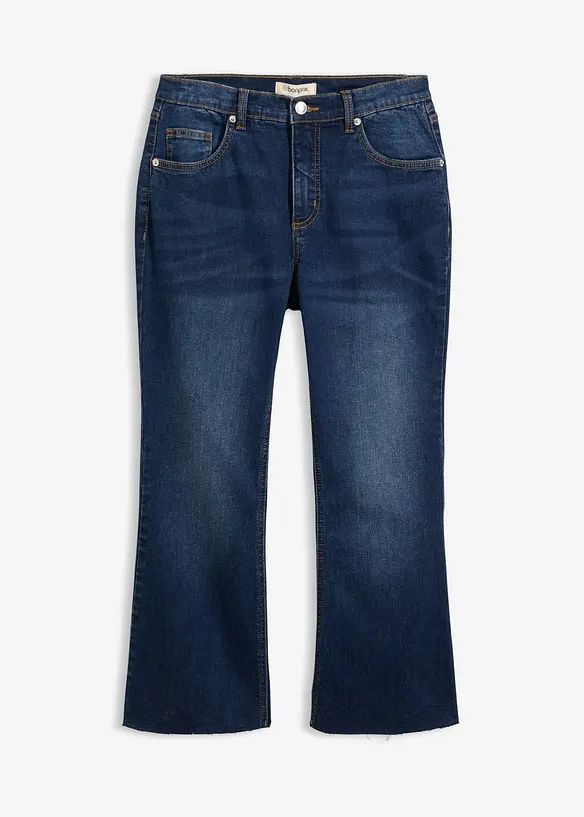 Bootcut-Jeans High Waist, cropped in blau von vorne - bonprix
