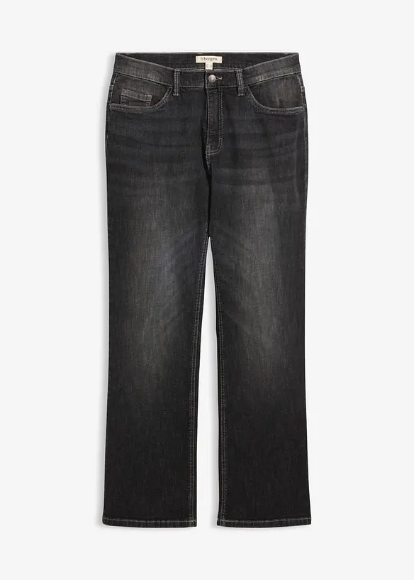 Regular-Fit-Jeans, Bootcut in schwarz von vorne - bonprix