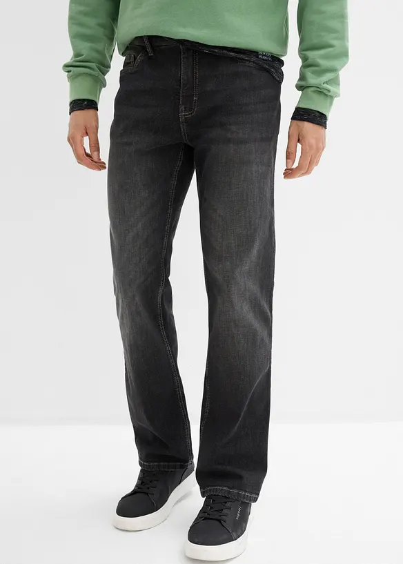 Regular-Fit-Jeans, Bootcut in schwarz von vorne - bonprix