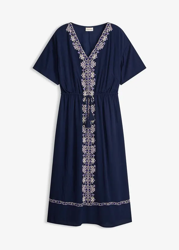 Midikleid aus fließender Viskose in blau von vorne - bonprix