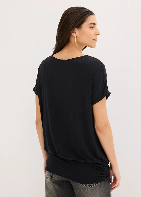 Shirt aus softem Viskose-Mix in schwarz von hinten (im Anschnitt) - bonprix