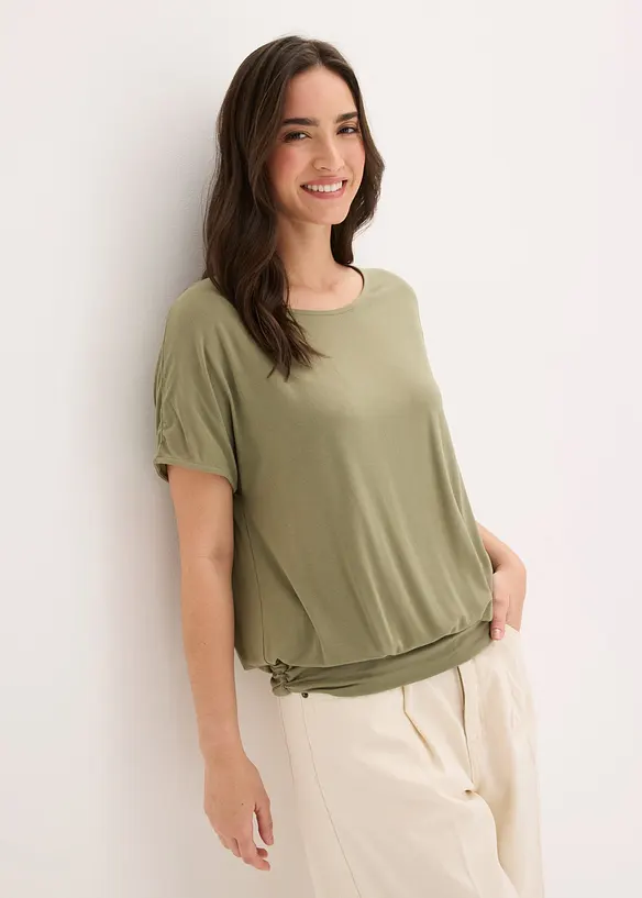 Shirt aus softem Viskose-Mix in grün von vorne (im Anschnitt) - bonprix