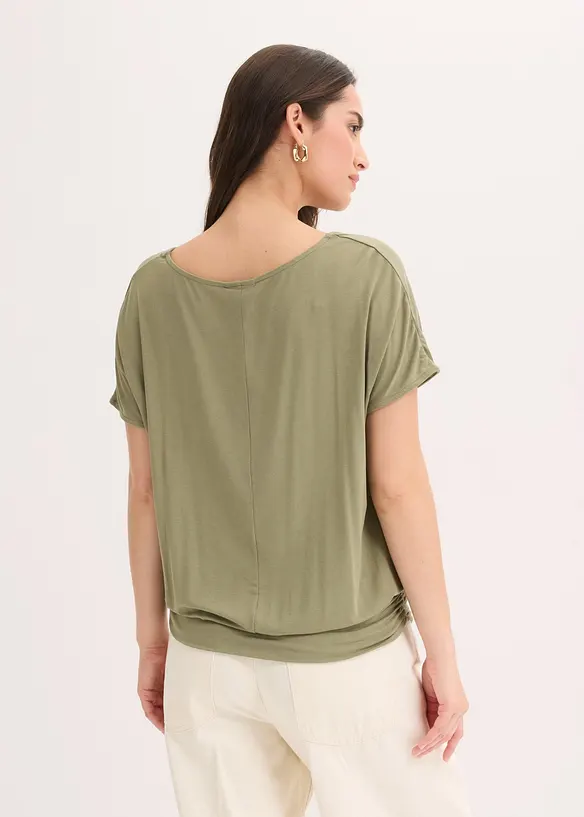 Shirt aus softem Viskose-Mix in grün von hinten (im Anschnitt) - bonprix