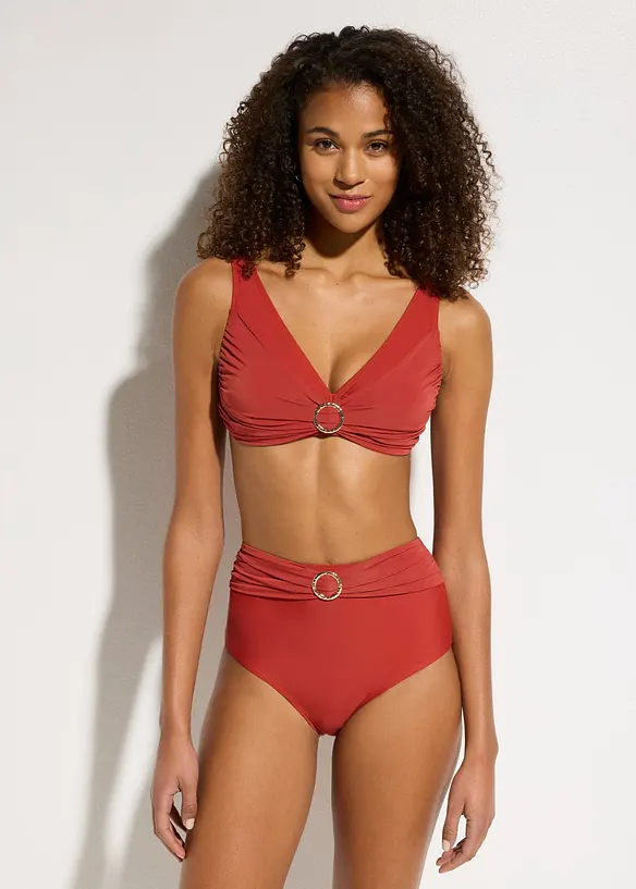 Bustier-Bikini mit Ringdetail (2-tlg.Set) in braun von vorne (Totalaufnahme) - bonprix