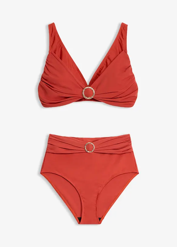 Bustier-Bikini mit Ringdetail (2-tlg.Set) in braun von vorne - bonprix