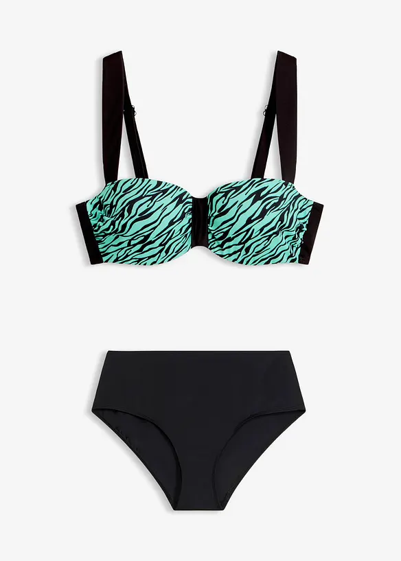 Balconette-Bikini mit gepolsterten Trägern (2-tlg.Set) in grün von vorne - bonprix