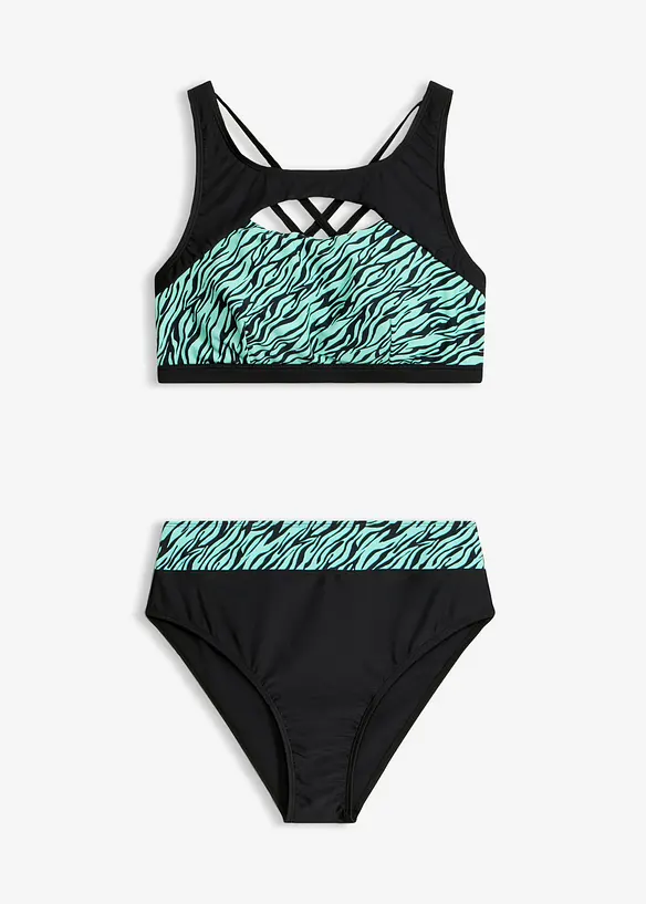 Bustier-Bikini mit Cut-Out (2-tlg.Set) in grün von vorne - bonprix