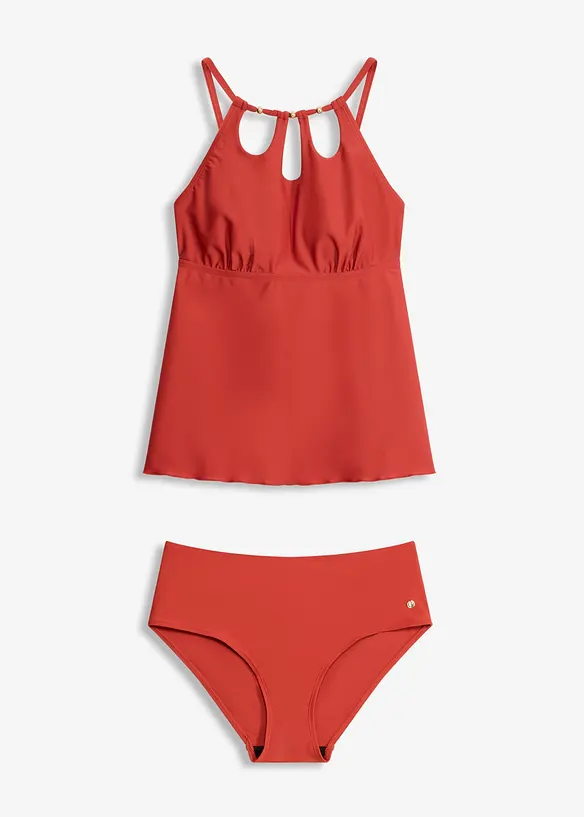 Tankini mit Cut-Outs (2-tlg.Set) in braun von vorne - bonprix