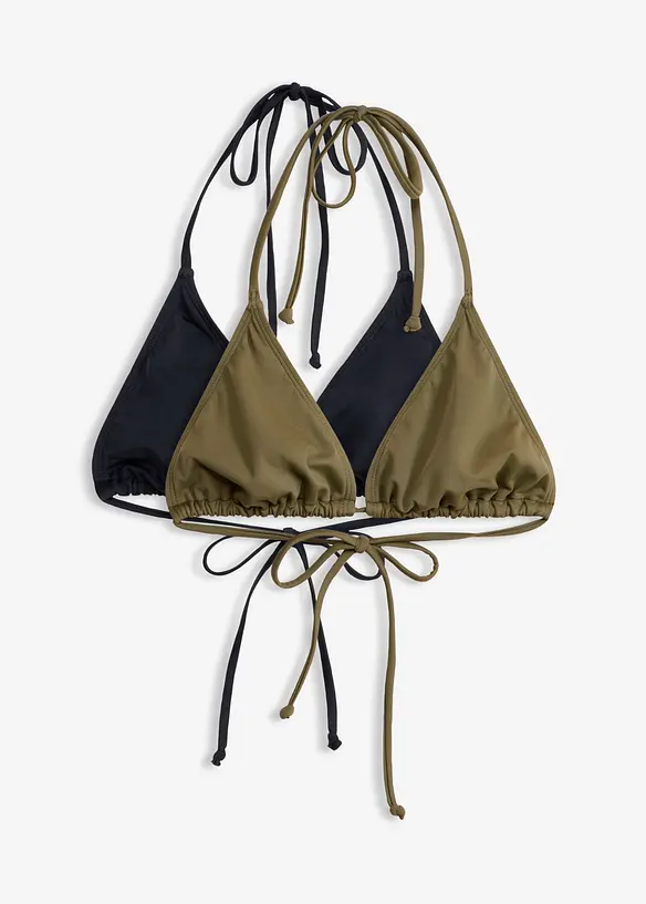 Triangel-Bikinioberteil (2er Pack) in grün von vorne - bonprix