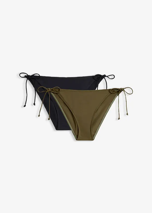 Knappe Bikinihose zum Binden im Doppelpack (2er Pack) in grün von vorne - bonprix