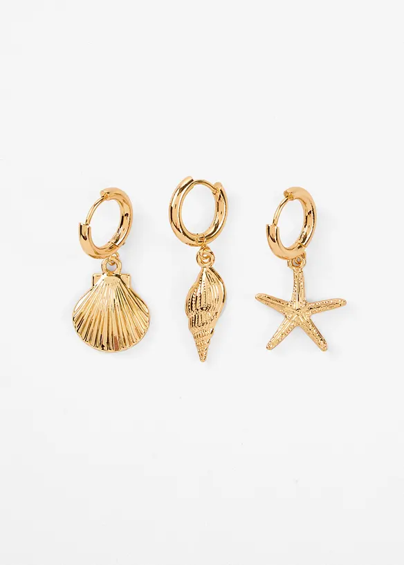 Bikini-Anhänger 3er-Pack in gold von vorne - bonprix