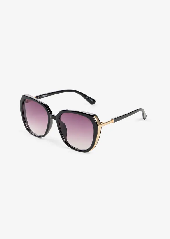 Sonnenbrille mit dekorativem Rahmen in schwarz von vorne - bonprix
