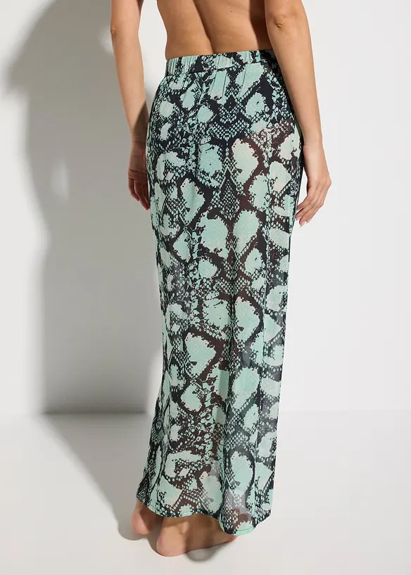 Strandrock aus leichtem Chiffon in schwarz von hinten - bonprix