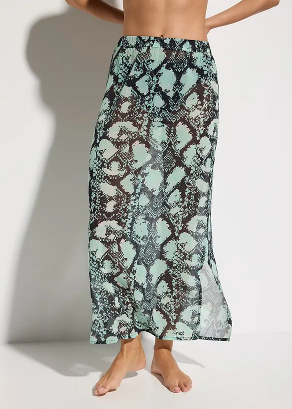 Strandrock aus leichtem Chiffon in schwarz von vorne - bonprix