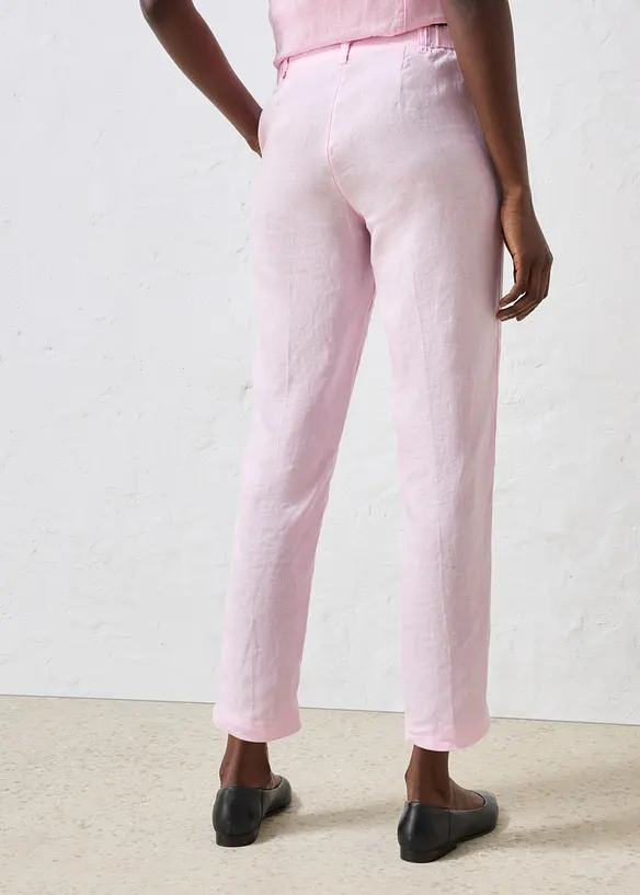 verkürzte Hose aus reinem Leinen in rosa von hinten - bonprix