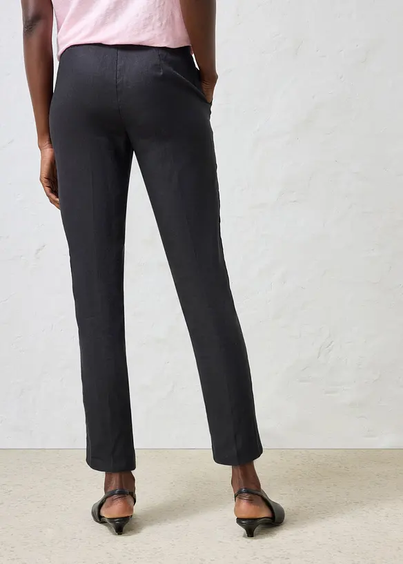 verkürzte Hose aus reinem Leinen in schwarz von hinten - bonprix verkürzte Hose aus reinem Leinen in schwarz von hinten - bonprix