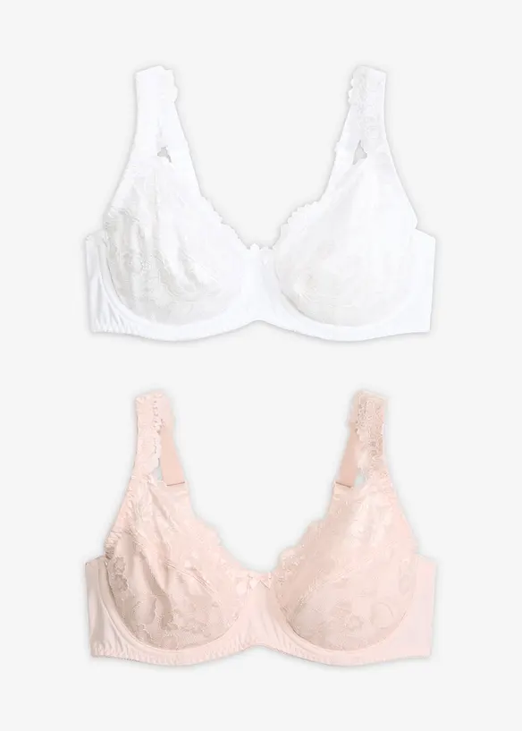 Bügel-BH mit zarter Spitze (2er Pack) in rosa von vorne - bonprix