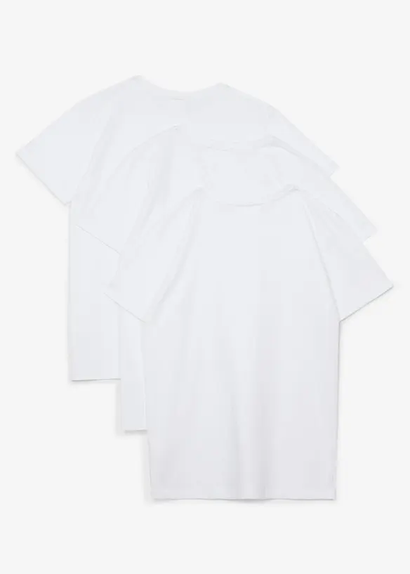 T-Shirt aus reiner Baumwolle (3er Pack) in weiß von hinten - bonprix