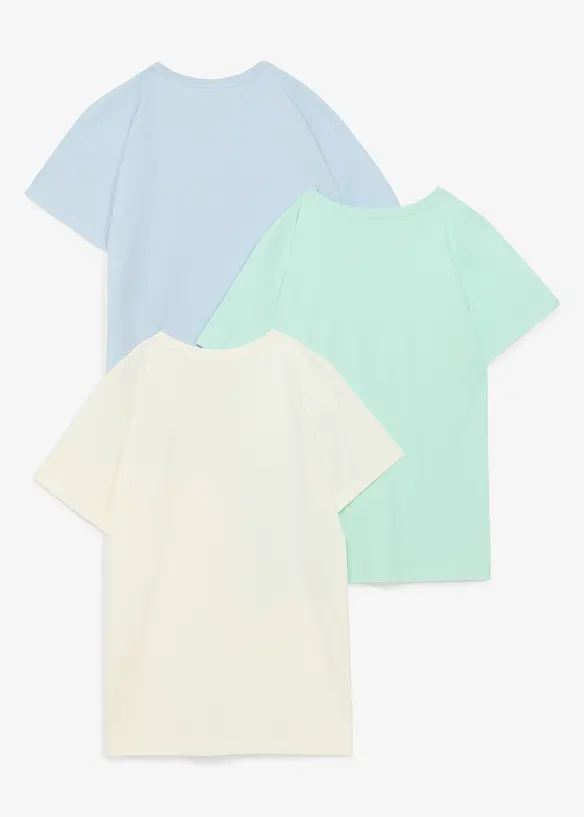 T-Shirt aus reiner Baumwolle (3er Pack) in weiß von hinten - bonprix