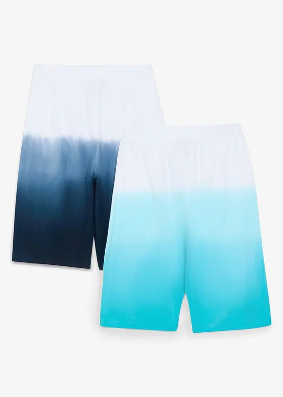 Jersey-Longbermuda aus reiner Bio Baumwolle (2er Pack) in blau von hinten - bonprix