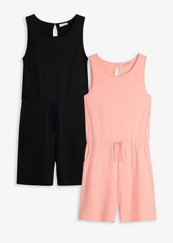 Jersey-Jumpsuit aus reiner Baumwolle in schwarz von vorne - bonprix