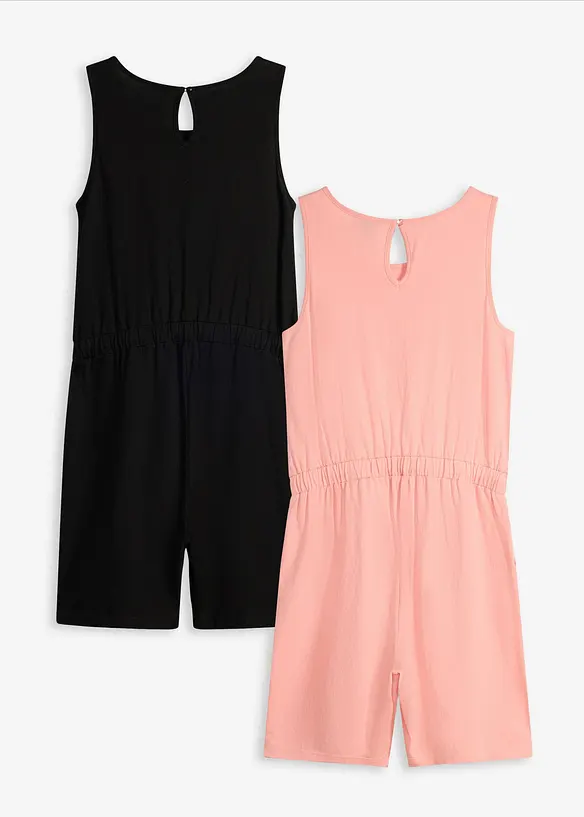 Jersey-Jumpsuit aus reiner Baumwolle in schwarz von hinten - bonprix