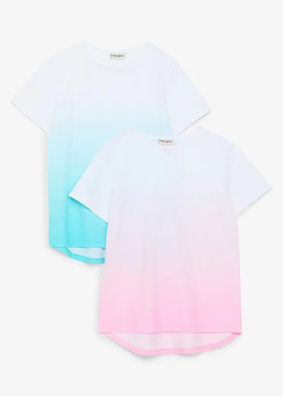 T-Shirt aus reiner Bio-Baumwolle (2er Pack) in rosa von vorne - bonprix