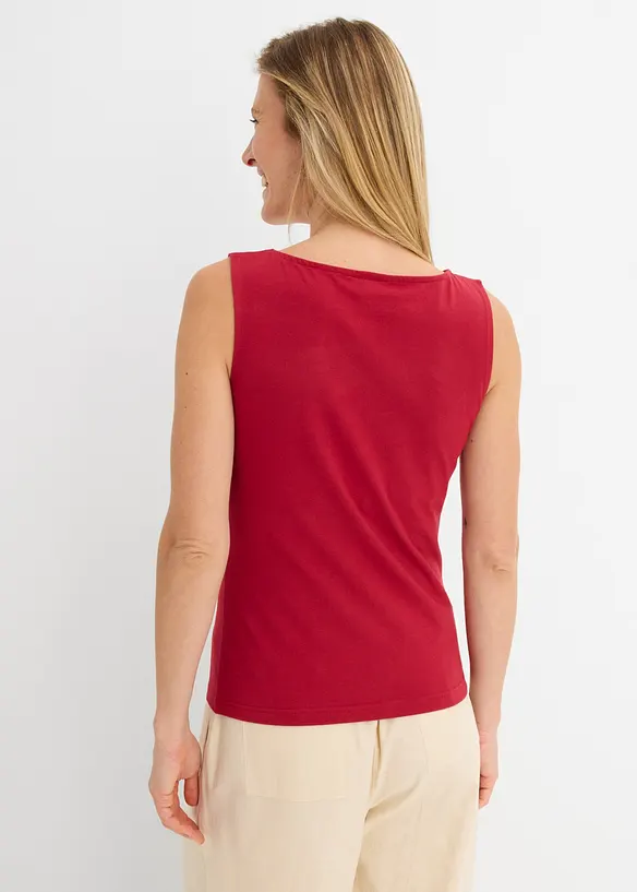 Tailliertes Top aus elastischem Baumwoll-Mix in rot von hinten (im Anschnitt) - bonprix