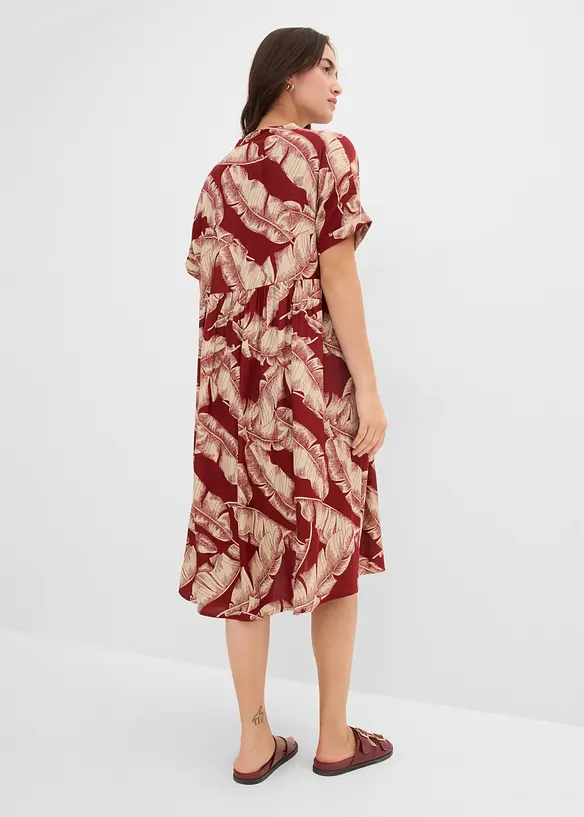 Midi-Kaftan-Kleid aus fließender Viskose in rot von hinten (Totalaufnahme) - bonprix Midi-Kaftan-Kleid aus fließender Viskose in rot von hinten (Totalaufnahme) - bonprix